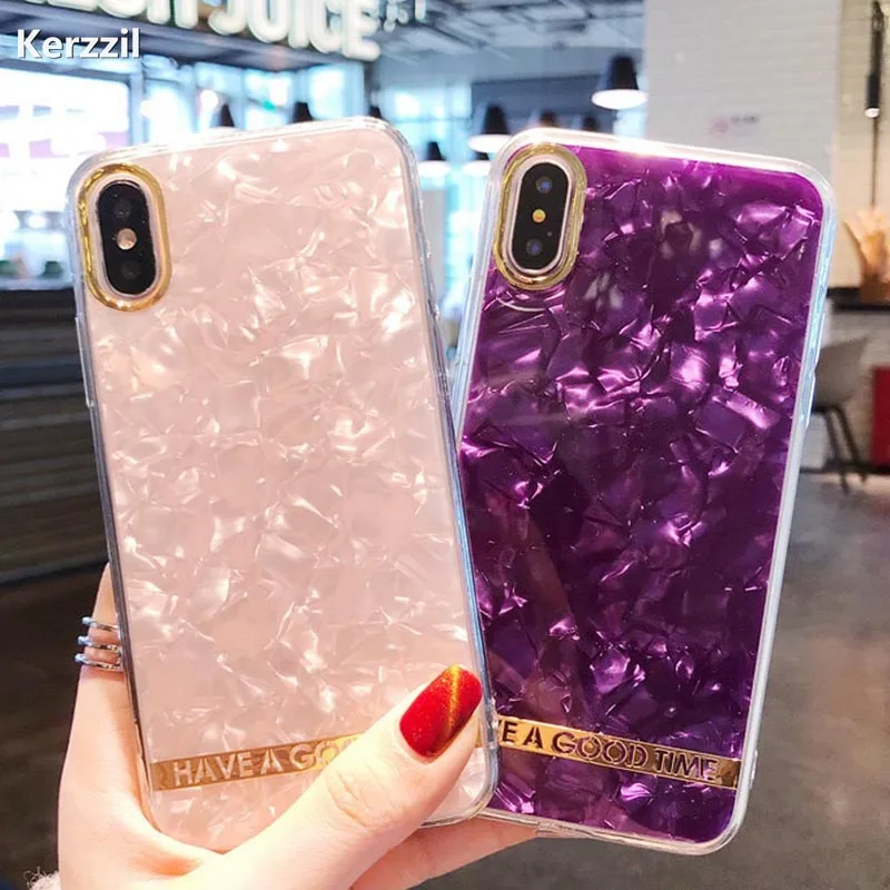 Чехол для телефона Kerzzil в форме ракушки iphone 7 чехол 8 Plus Модная Золотая задняя