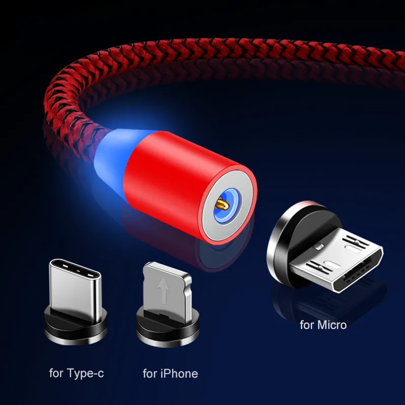 Магнитный USB кабель 1 м шнур для быстрой зарядки iPhone Samsung S8 S9 S10 5G Plus Redmi Note 4 5 6 7 Pro