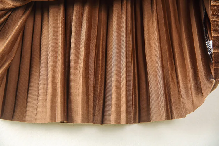 Детские плиссированные юбки для девочек Новинка 2018 года бархатные розовые