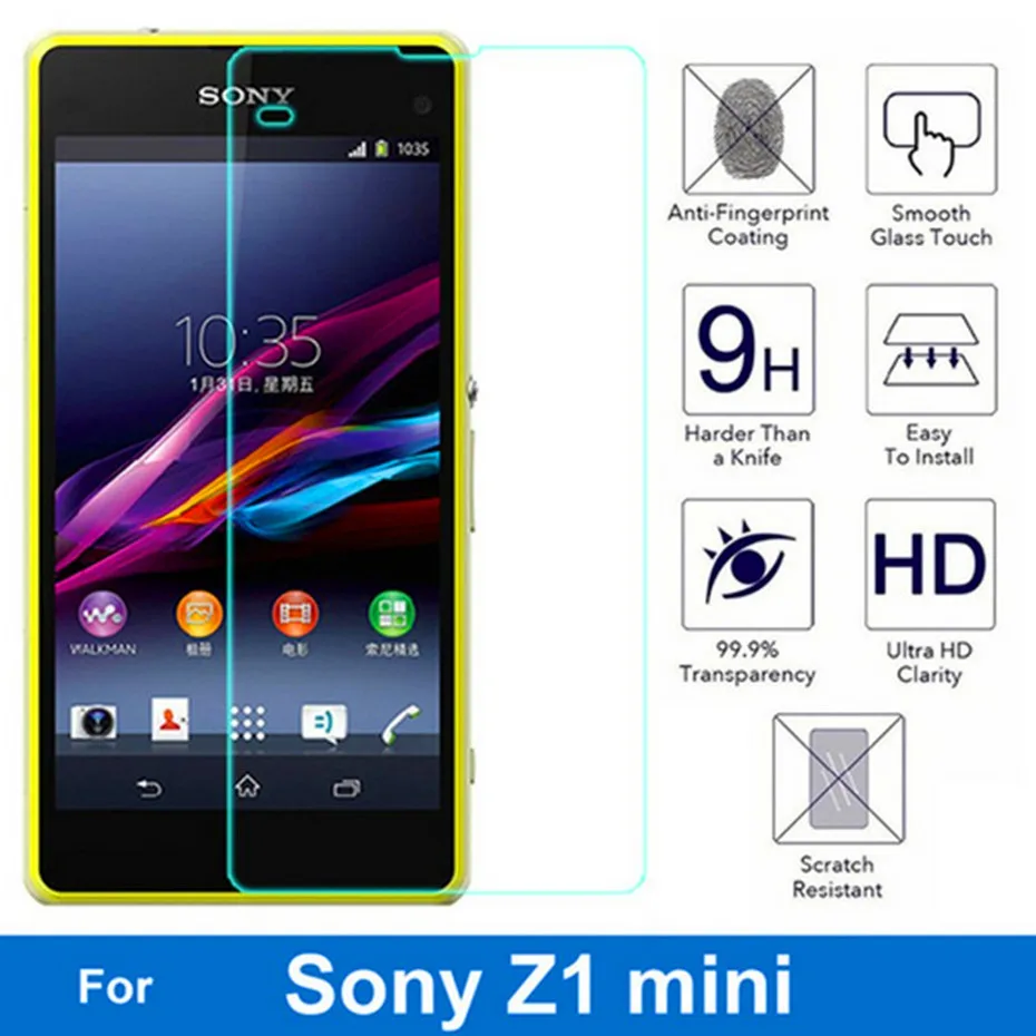 2 шт. закаленное стекло для sony Xperia Z1 мини D5503 Защитная пленка экрана z1 mini
