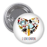 i love london art landmark illustration clothes backpack decorate badges cartoon sticker clothing patche kid gift brooches