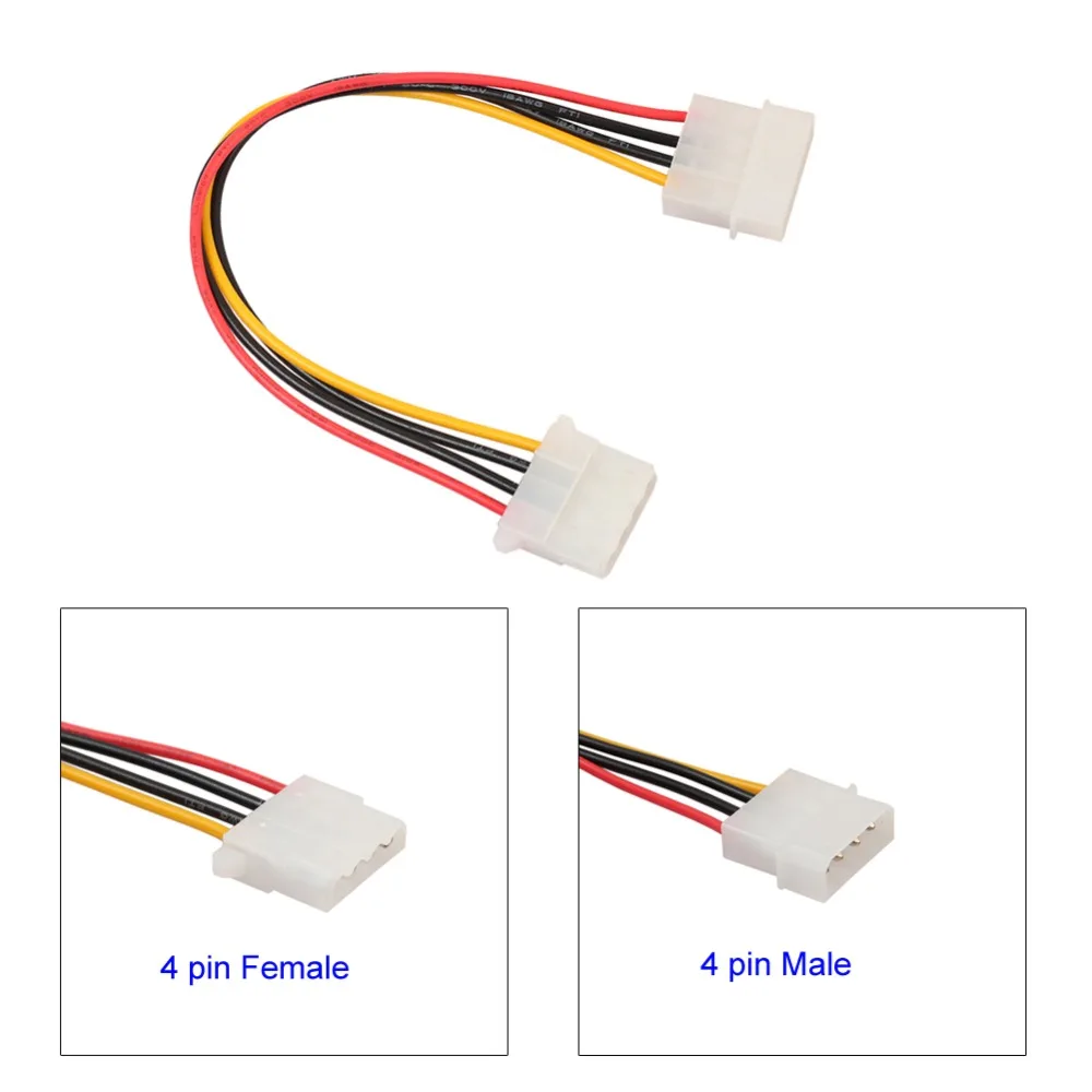 

18cm IDE 4 Pin Male to IDE 4 Pin Female Extension Power Cable Cord Adapter Pure Copper Wire Core for Desktop Computer PC