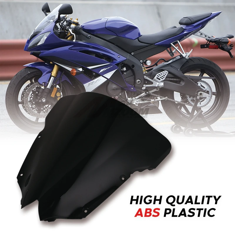 Черный ветровое стекло двойной пузырь для Yamaha YZF600 R6 2008 2009 2010 2012 2013 2014 2015 2016 2017 |