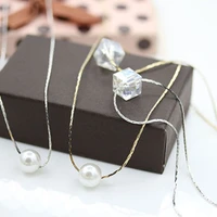 re trendy square crystal pendant necklace simulated pearl necklaces women holiday beach gold color choker minimalist jewelry j40