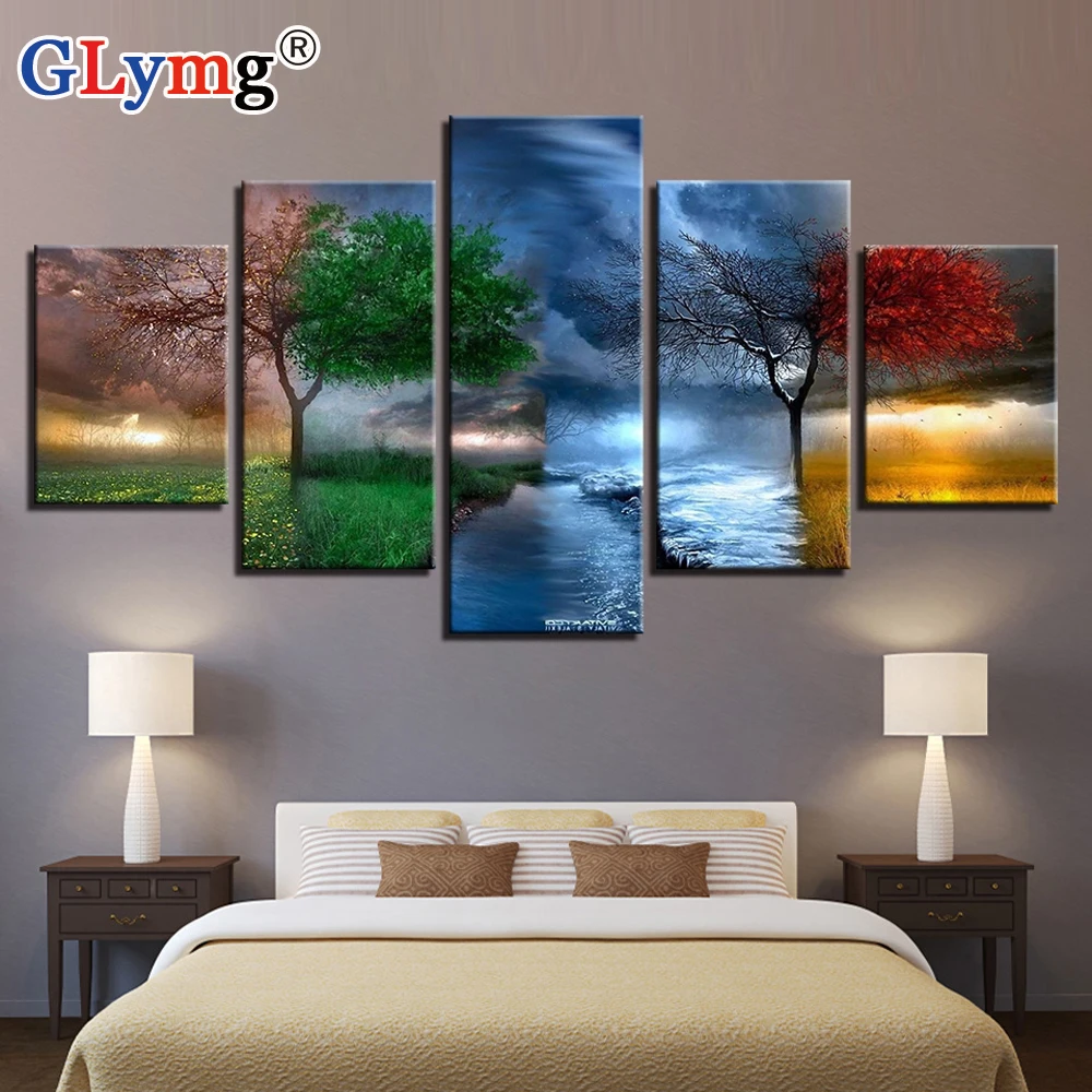 

5d Diy Diamond Painting Cross Stitch 5 Joint Tree Scenery Full Drill Rhinestones Embroidery European Mosaic Gift Home Decor