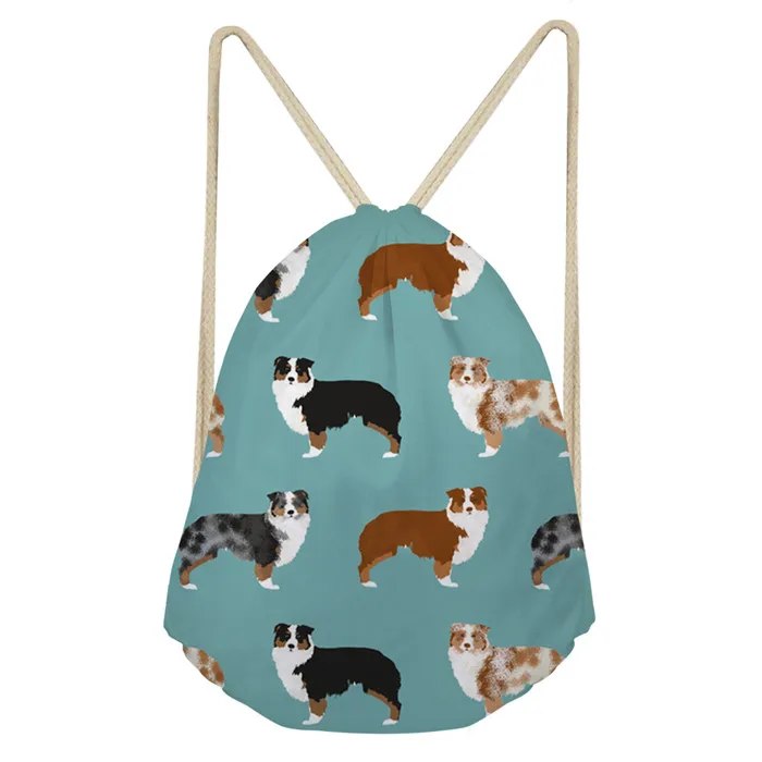 FORUDESIGNS, новинка, рюкзак на шнурке, сумка на плечо с принтом Border Collie, сумки на плечо для подростков, для мальчиков и девочек, дорожная, мягкая, Пляжная, Mochila - Цвет: ZJZ523Z3