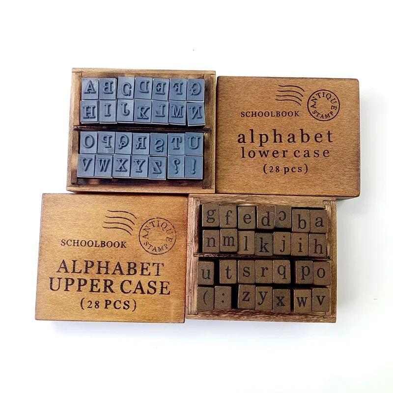 Набор школьных штампов с буквами алфавита 28 шт./набор|wooden rubber stamp set|stamp setrubber set |