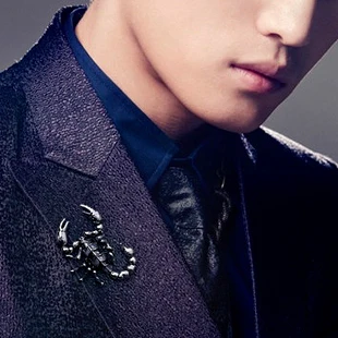 Бесплатная доставка Мужская Персонализированная металлическая брошь костюм