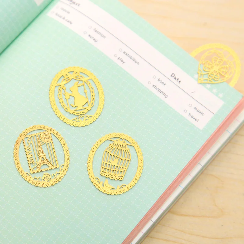 Маркер для книг 7 шт. золотых металлических закладок держатель страниц милый