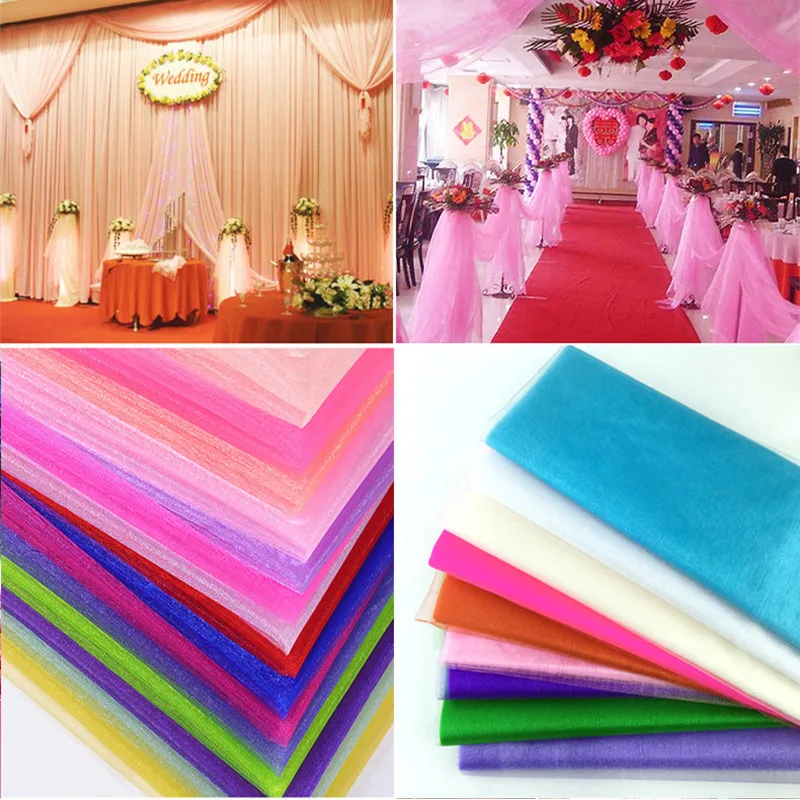 

5m X 48cm Yarn Crystal Tulle Roll Organza Sheer Gauze Element Baby Shower Birthday Party DIY Dress Wedding Decorative Supplies