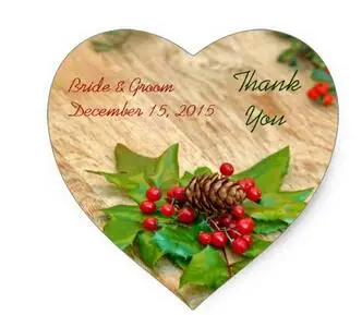 

1.5inch Rustic Christmas Holly Thank You Wedding Stickers