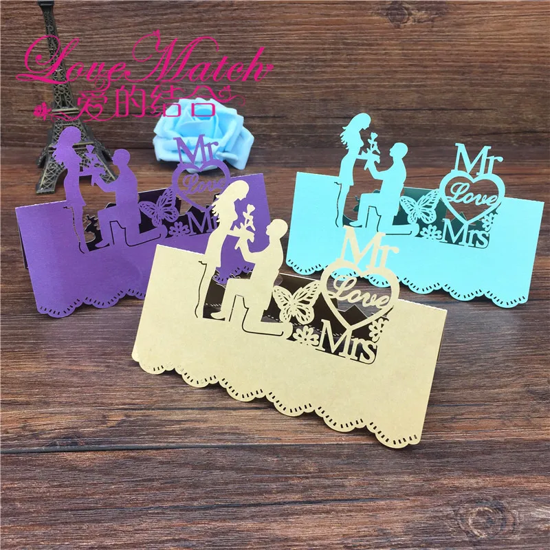 30 шт. Жених и невеста Лазерная резка свадебный стол место карты Название