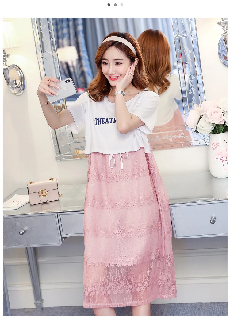 Платье для беременных Fdfklak с коротким рукавом платье искусственное из двух