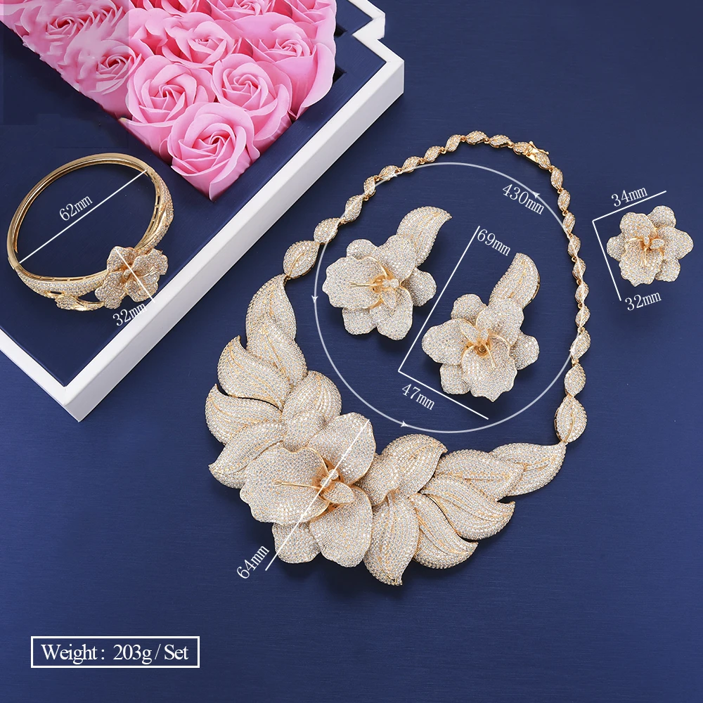 Missvikki Благородный Новый большой цветок кулон ожерелье/серьги/Кольцо/браслет