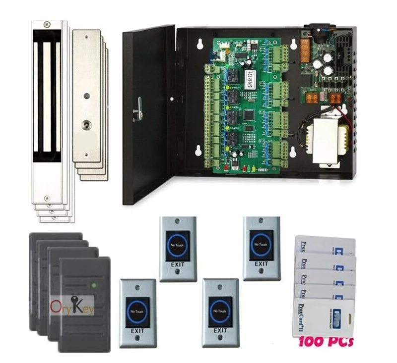 Полный 4 двери системы контроля доступа + шт 600 фунтов maglock 6005B карты/Ридеры|door access