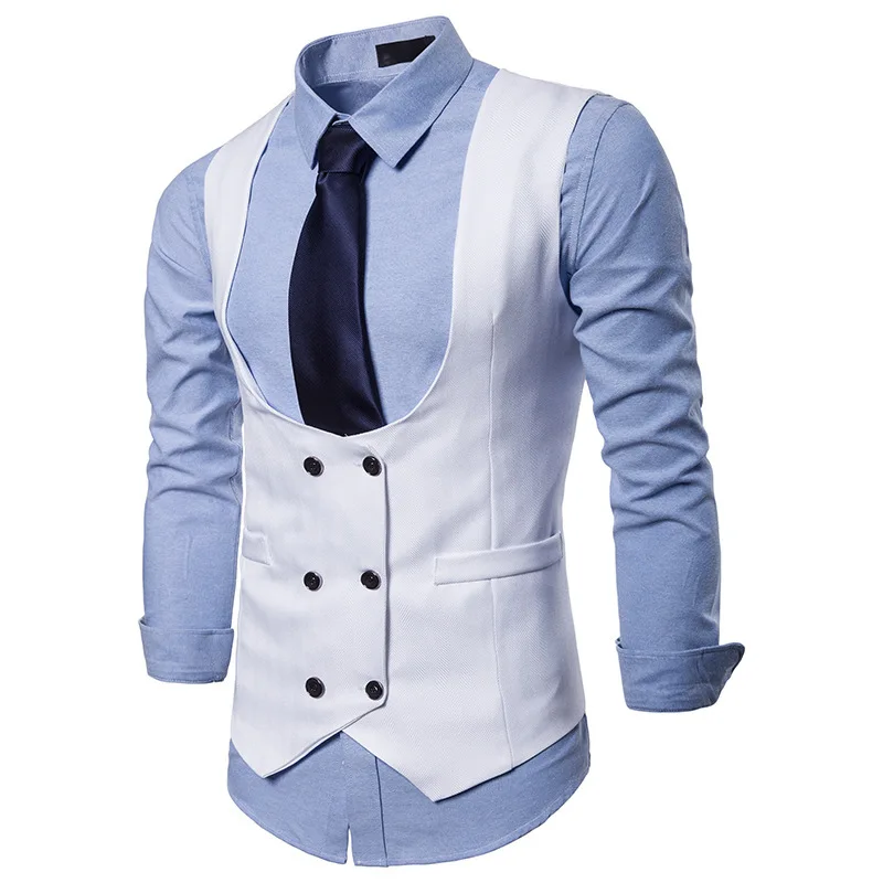 Белый жилет корейская мода тонкая мужская трендовая Повседневная джинсовая