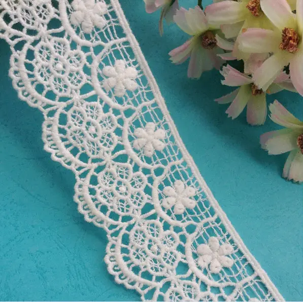 

10yards/lot 4cm width special rice white water soluble cotton lace trim handmade DIY accessories embroidered lace fabric