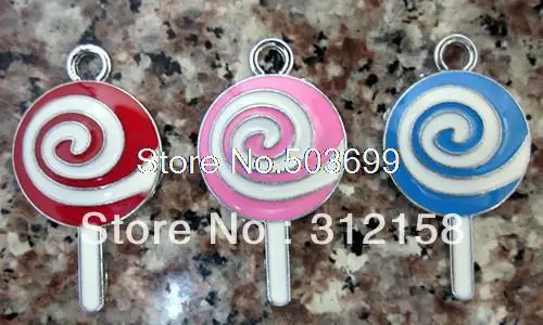 

RY466526! Бесплатная доставка 100 шт./лот перегородчатая эмаль три цвета леденец сплав ювелирные аксессуары Подвески 28x19 мм