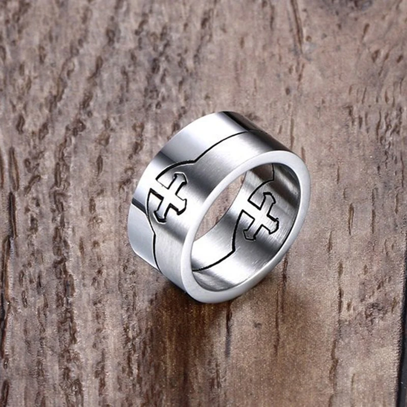Splicing Combination Stainless Steel Separable Cross Ring Men's Fashion Jewelry Jesus Crucifix Casual Remove Design Accessories |