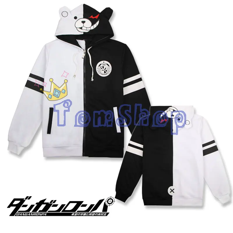 Аниме Danganronpa Косплей Монокума костюм унисекс толстовки с капюшоном верхняя