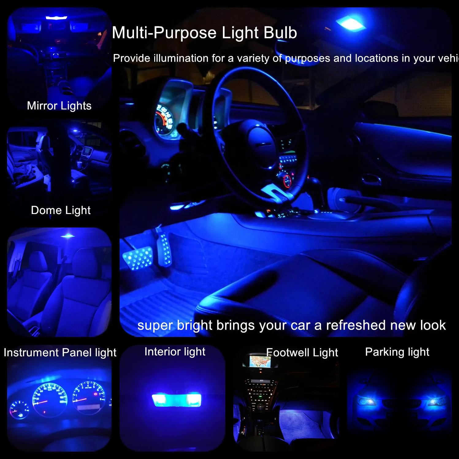 WLJH T10 Led Подсветка салона автомобиля датчик приборной панели автомобиля тире светильник приборной панели, Панель W5W 194 лампы поворотный разъем PC195 PC194 PC168