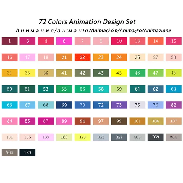 72 Animation set TOUCHFIVE 30/40/60/80 Цвет кран с двойной ручкой маркер для рисования профессиональный художественный маркер для Аниме Манга с изображением забавных мультфильмов рисунок искусство Сделано в Китае - Цвет: 72 Animation set