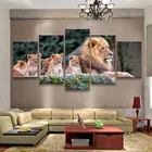 Настенный художественный модульный постер, картины, 5 панелей, животные, Лев, рама, HD печать, современный холст, гостиная, украшение для дома