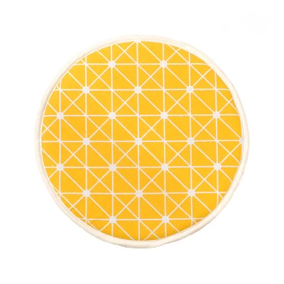 plaid yellow Новинка 12,9 дюймов круглая подушка для сиденья противоскользящая хлопчатобумажная льняная холщовая Подушка для стула 2 см Губка Толщина стула коврики для детей - Цвет: plaid yellow
