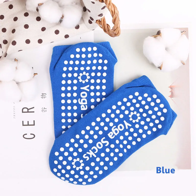 Blue Женские носки для йоги, профессиональные нескользящие спортивные носки, впитывающие пот дышащие носки для пилатеса, спортивные хлопковые носки для спортзала, фитнеса - Цвет: Blue