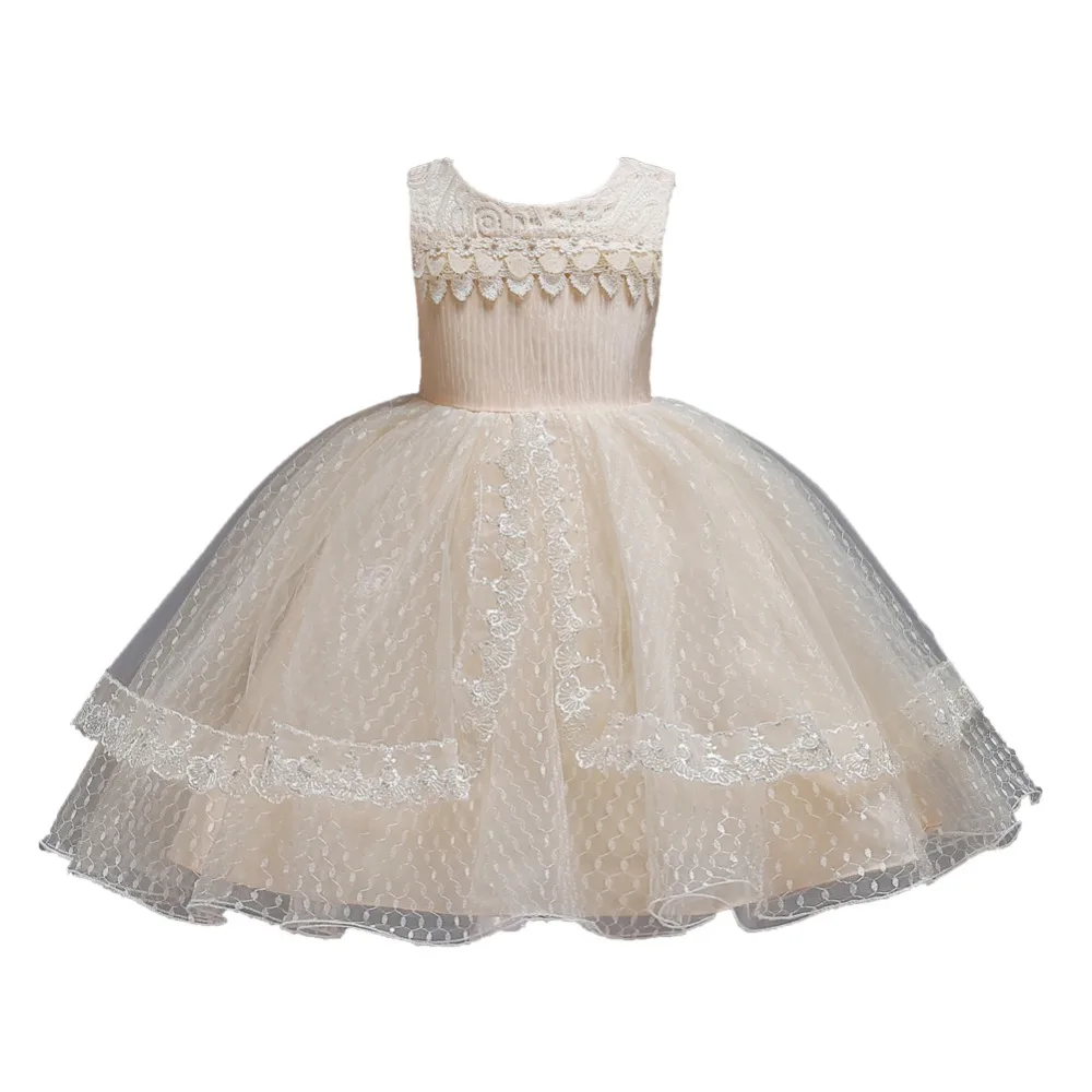 Lace dress flower girl wedding 2018 new elegance baby daughter pearl applique birthday party | Детская одежда и обувь