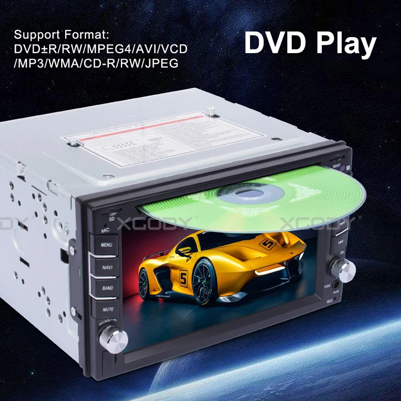 Essgoo 6," 2 Din автомобильный стерео радио dvd-плеер gps Навигация FM RDS USB HD экран Bluetooth Камера заднего вида Aux аудио Авторадио