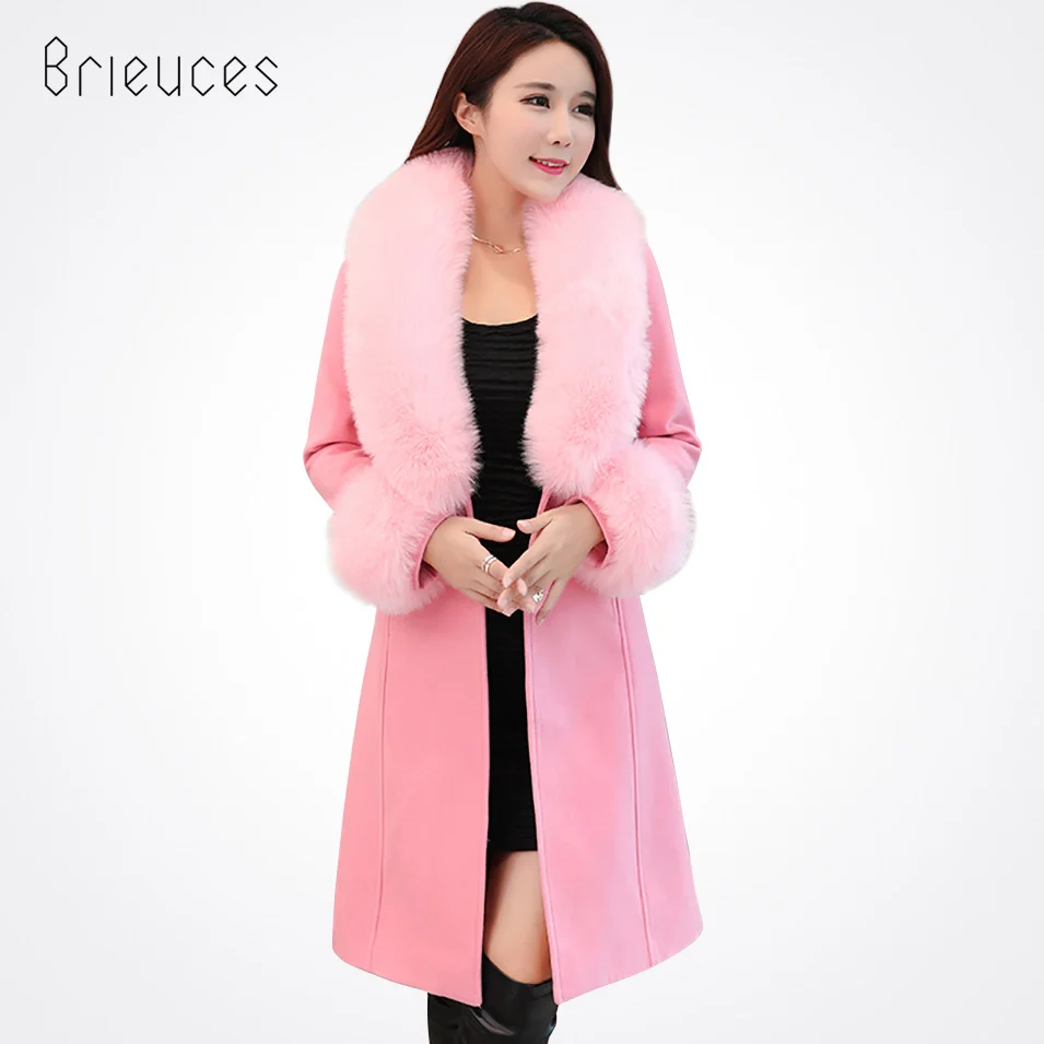 Фото Brieuces 2017 winter coat women new medium-long female overcoat sashes fur collar hooded women's wool warm lovely outerwear Женская Brieuces 2017 winter coat women new medium-long female overcoat sashes fur collar hooded women's wool warm lovely outerwear Женская