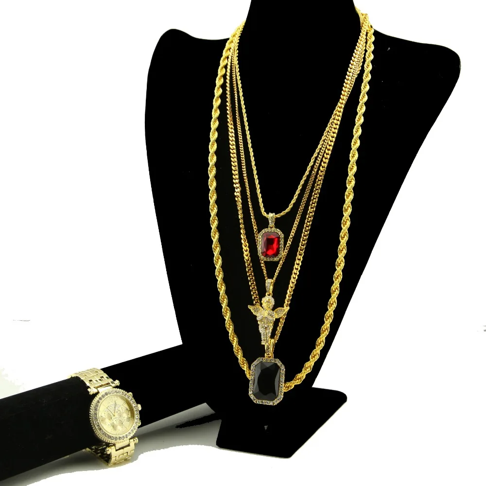 Кулон в стиле хип хоп набор часов кулон виде херувима кубинская цепочка