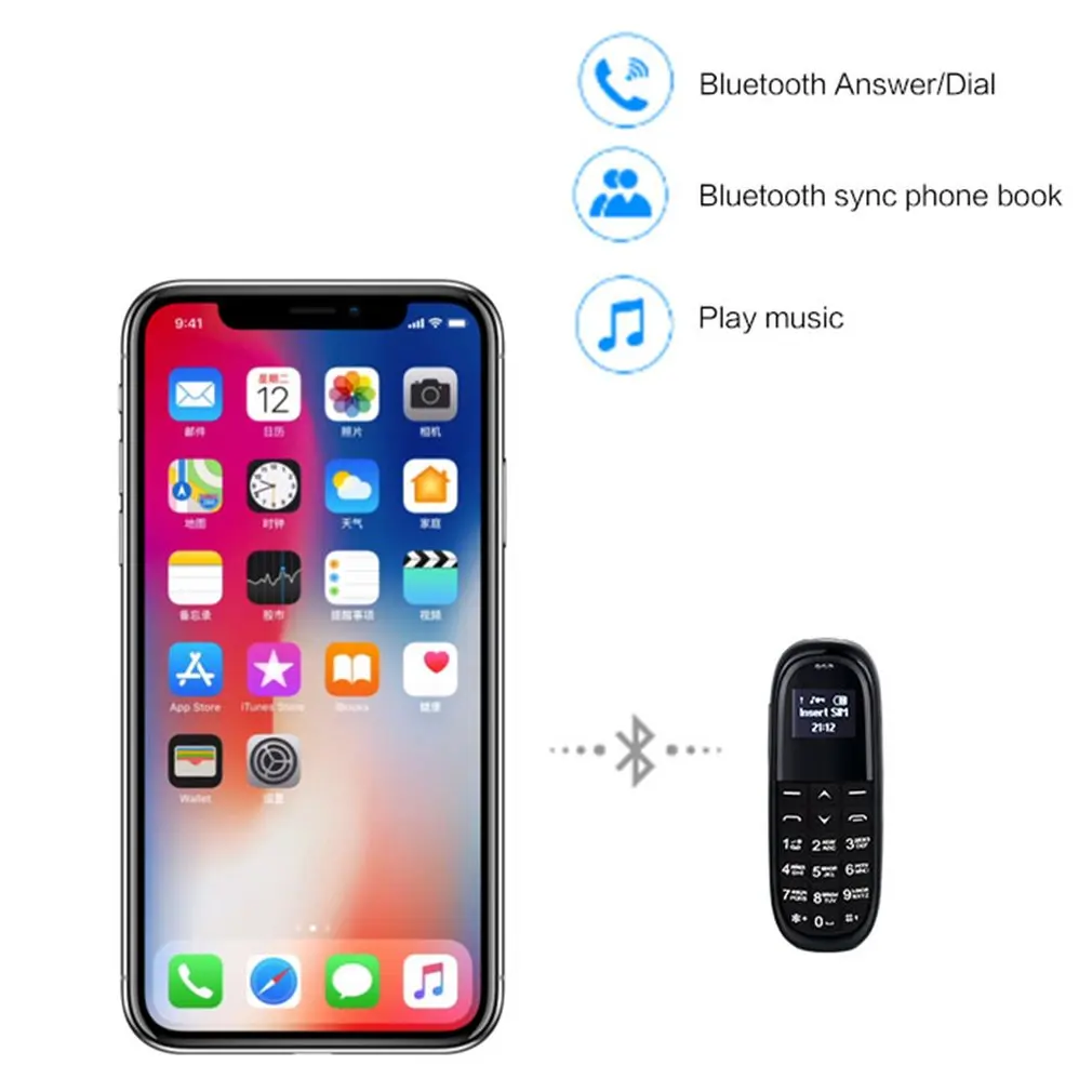 Мини мобильный телефон 0 66 ''Bluetooth Dialer сотовые телефоны Беспроводной Наушники