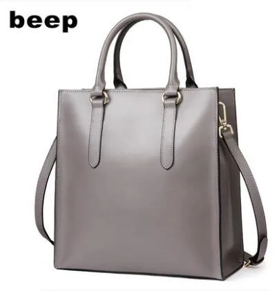 Gray Beep Новая роскошная модная женская кожаная сумка из воловьей кожи простая женская кожаная сумка через плечо женская сумка - Цвет: Gray