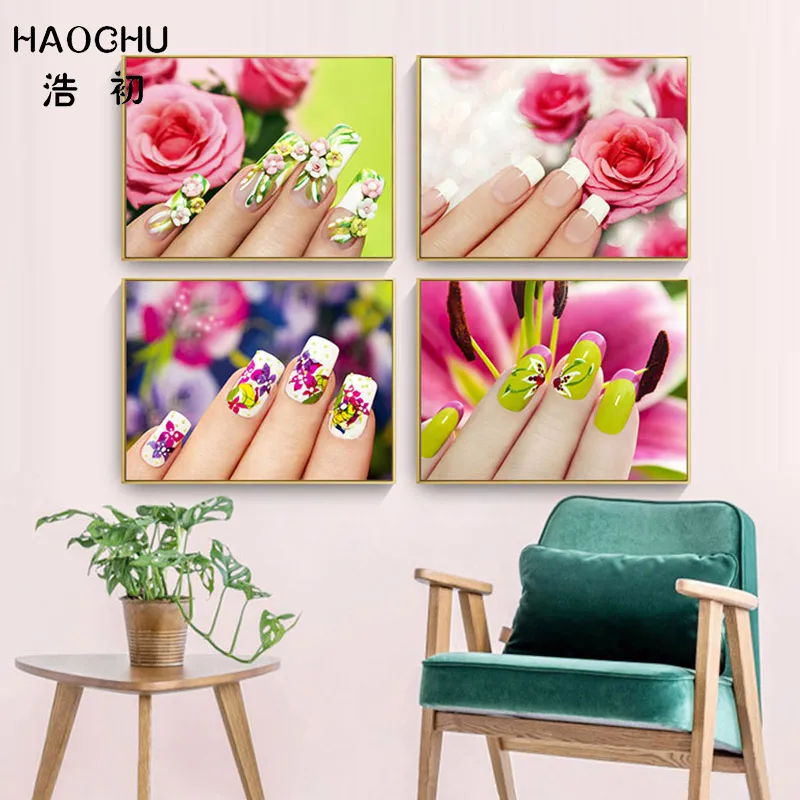 HAOCHU Nordic печать и Плакаты ярких цветов Женская Личность нейл арта волосы