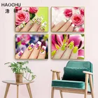 HAOCHU скандинавские принты и плакаты женские красочные индивидуальные дизайн ногтей современные искусственные волосы декор стен холст картины