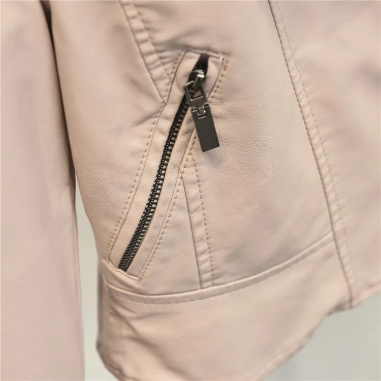 

2019 autumn Fashion brand Good Quality motorcar leather jacket Ladies Street style zipper short PU Leather Jacket wj1199