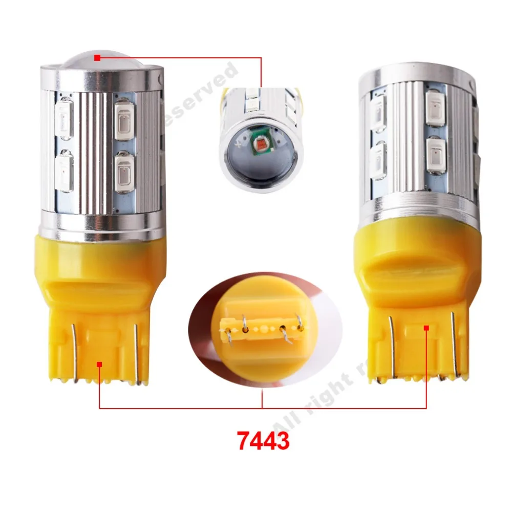 Светодиодный чип T20 7443 7440 2 шт. светодиодный автомобильный стоп сигнал 12 SMD лампа