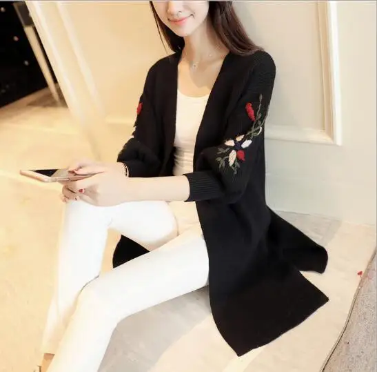 Fdfklak Autumn Winter Sweater for Women Elegant Print Ladies Cardigan Long Knitted Sweaters Womens ponchos 6 Colors |