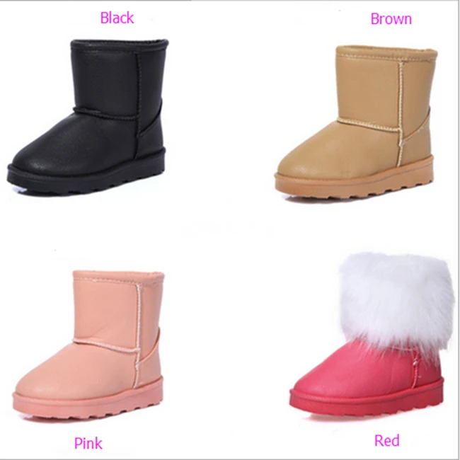 GARYDUCK 2017 Winter Children Shoes PU Leather Waterproof Boots Natural Fiber Slip Kids Snow Brand Girls Boys Rubber | Мать и ребенок