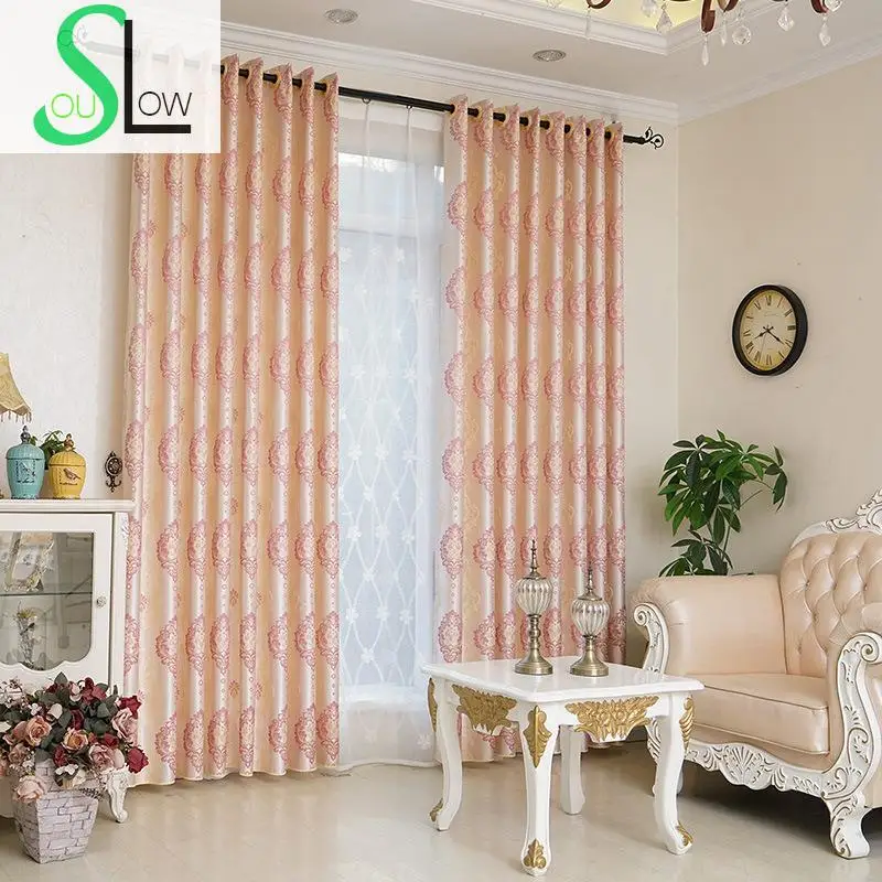 Slow Soul розовая Золотая жаккардовая ткань занавеска s плиссированная Европа Cortinas