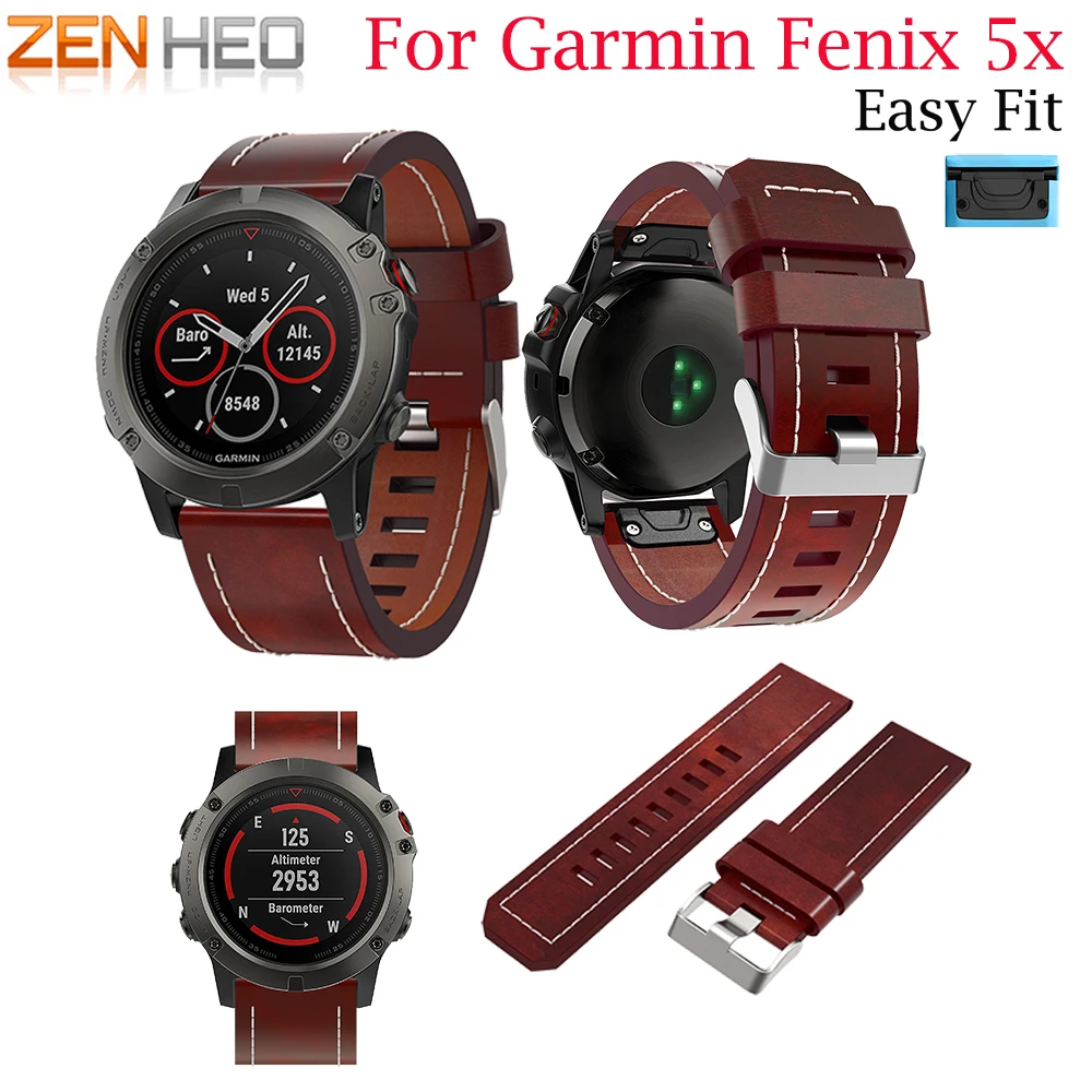 Высококачественный кожаный сменный ремешок для Garmin Fenix 5X/5X Plus ремешок для часов Quick Release Band для Garmin Fenix 5X