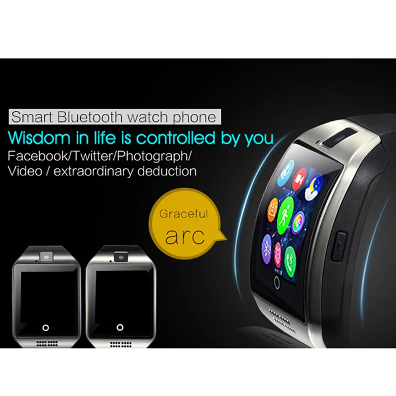 Смарт часы Q18 Bluetooth Smartwatch Facebook Whatsapp Twitter синхронизация поддержка sim карты фитнес