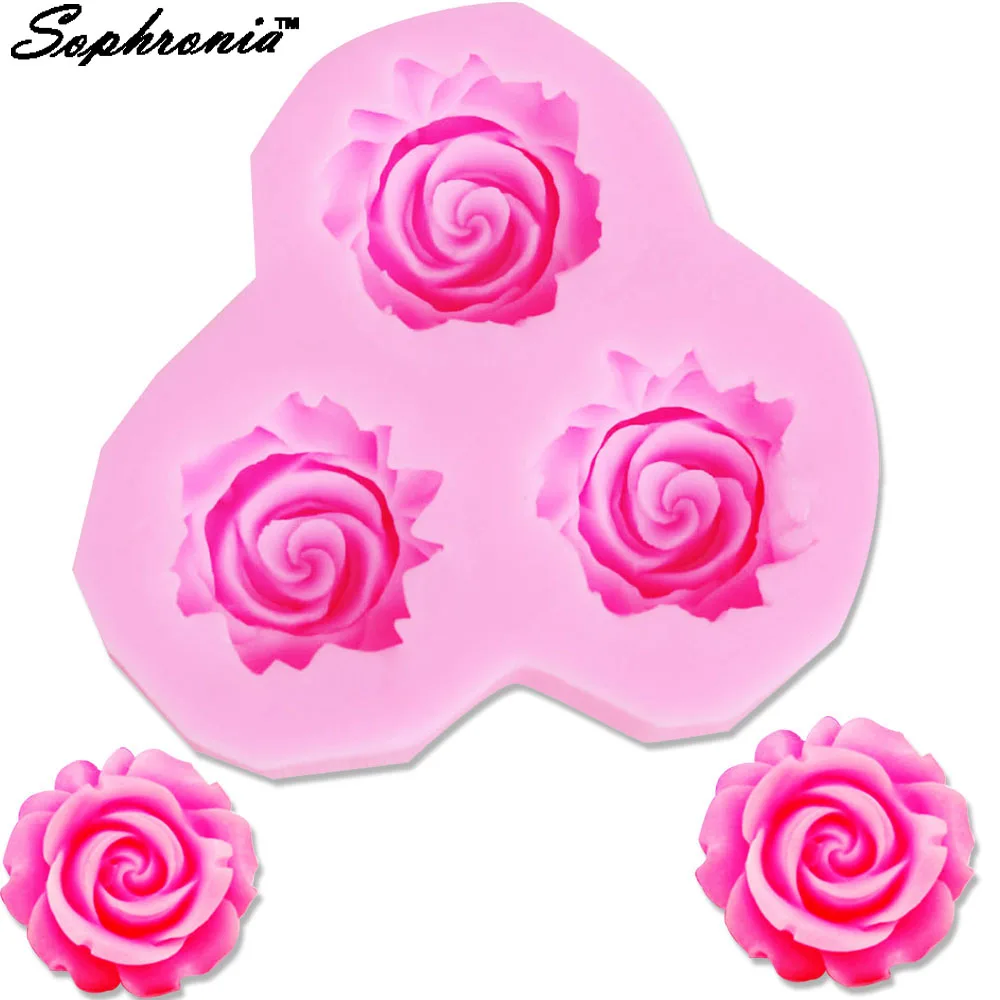 10pcs/set 3 Hole Roses Handmade 3D Flower Molds DIY Crafts Mold Baking Tools Pastry Decorative Kitchen Accessories m094 | Дом и сад