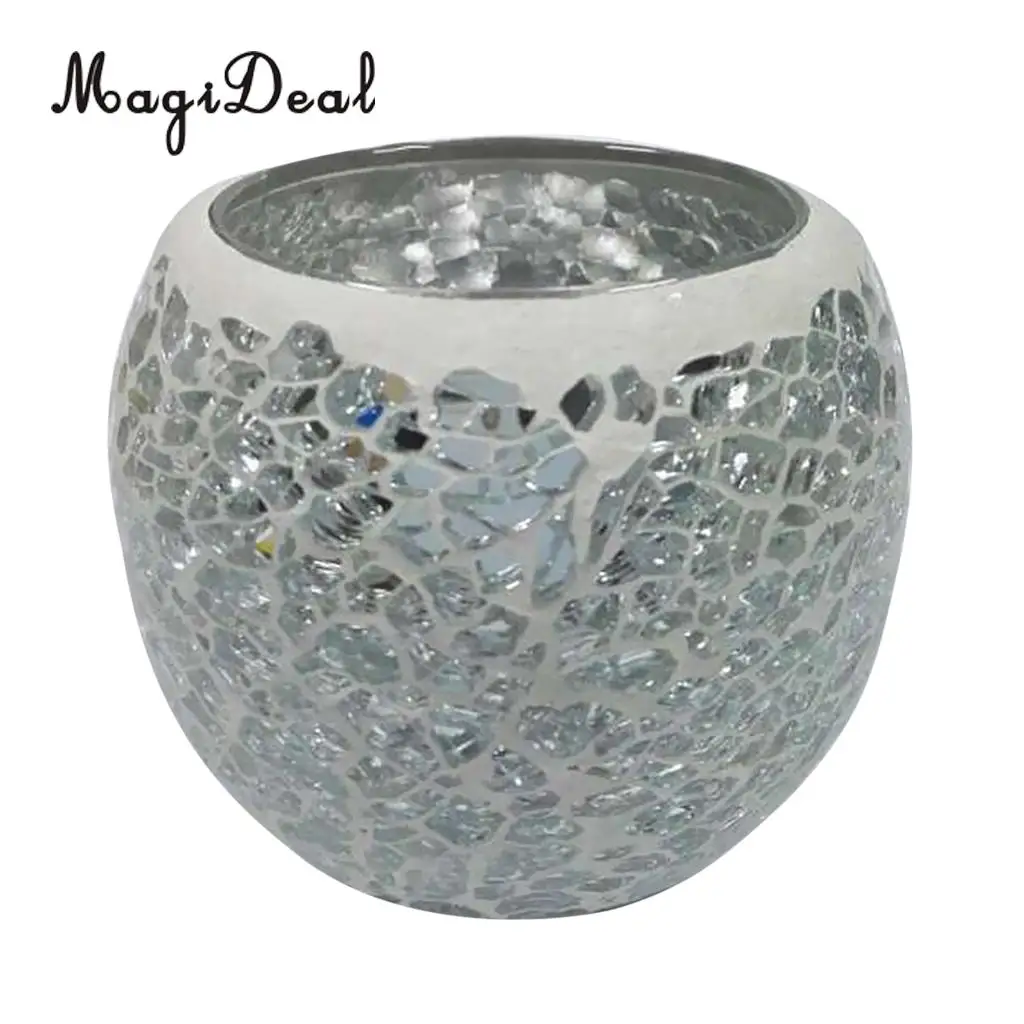 MagiDeal мозаичная стеклянная Свеча держатель Tealight Votive подсвечник Настольный Декор A-H - Цвет: H