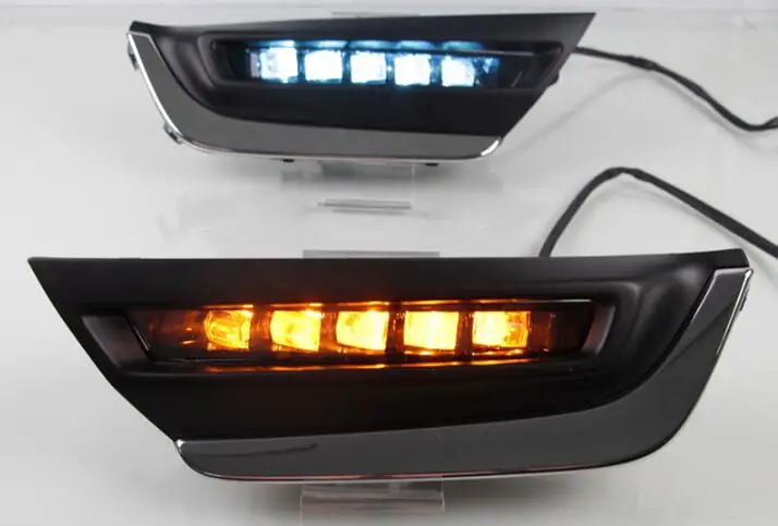 Высокий матч для Honda CRV CR-V светодиодный DRL вождения дневного света Противотуманные лампы с желтым очередь стиль сигнала реле