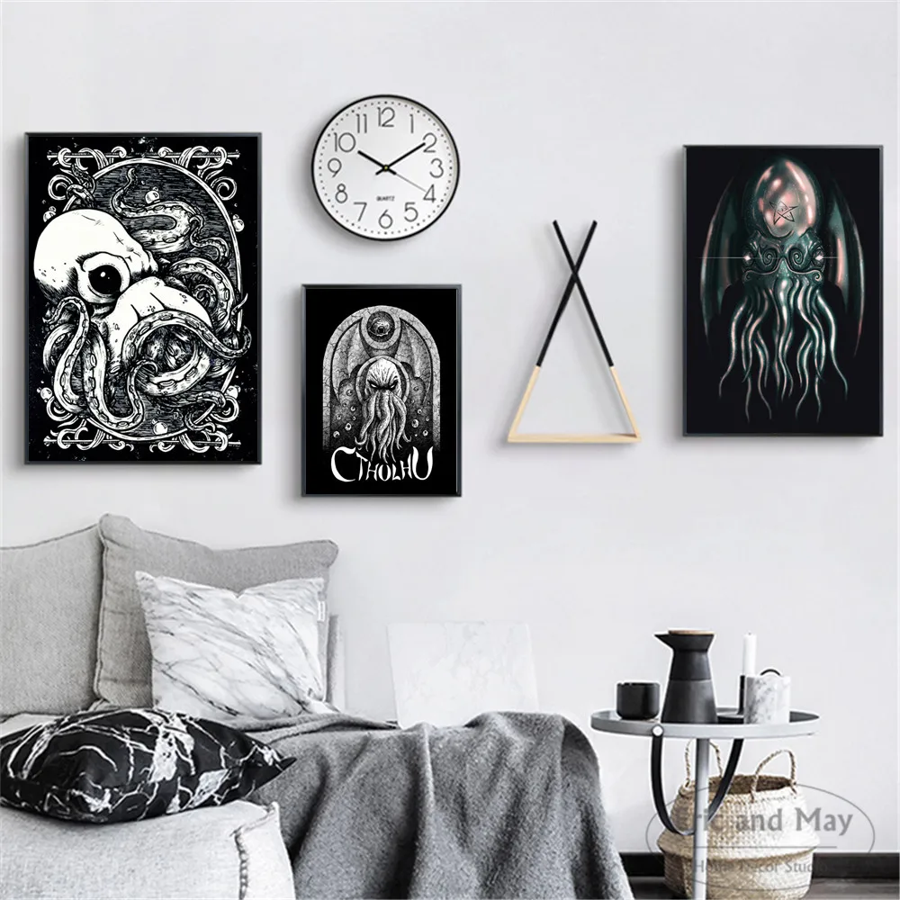 Lovecraft Octopus Cthulhu художественные плакаты и принты настенная живопись на холсте для