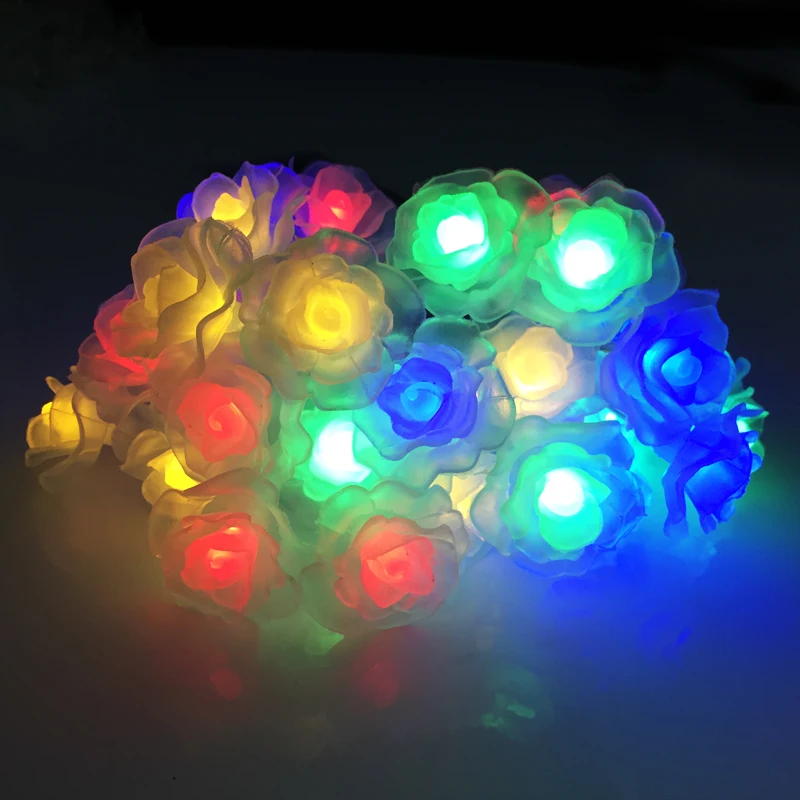 Светодиодная гирлянда с розовыми цветами на батарейках 5 м 40 светодиодов | Лампы и