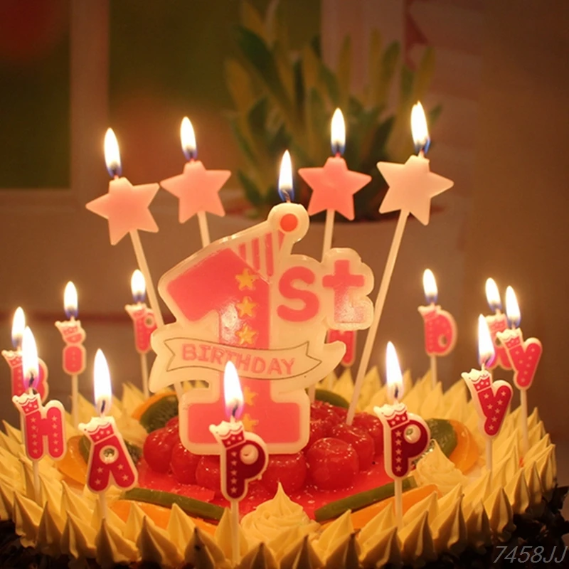 4 шт. свечи на день рождения в виде сердца/звезды дизайнерские палочки для торта